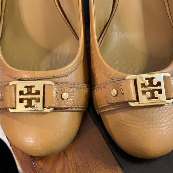 Tory Burch sz 10 Ambrose wedge royal tan leather - Picture 2 of 9